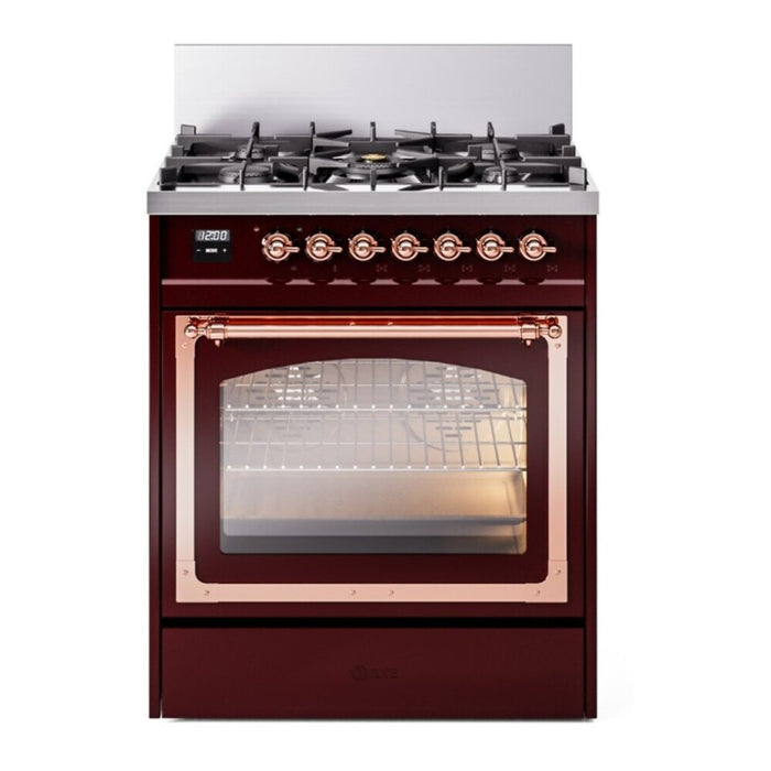 ILVE Nostalgie II Noblesse 30″ Dual Fuel Range Triple Glass Door - UN30NMP