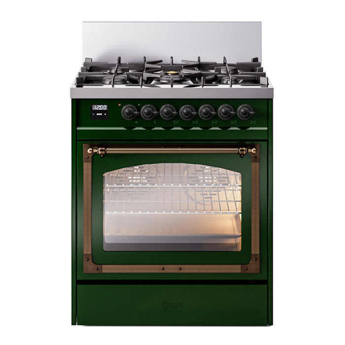 ILVE Nostalgie II Noblesse 30″ Dual Fuel Range Triple Glass Door - UN30NMP