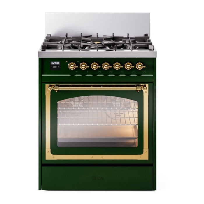 ILVE Nostalgie II Noblesse 30″ Dual Fuel Range Triple Glass Door - UN30NMP