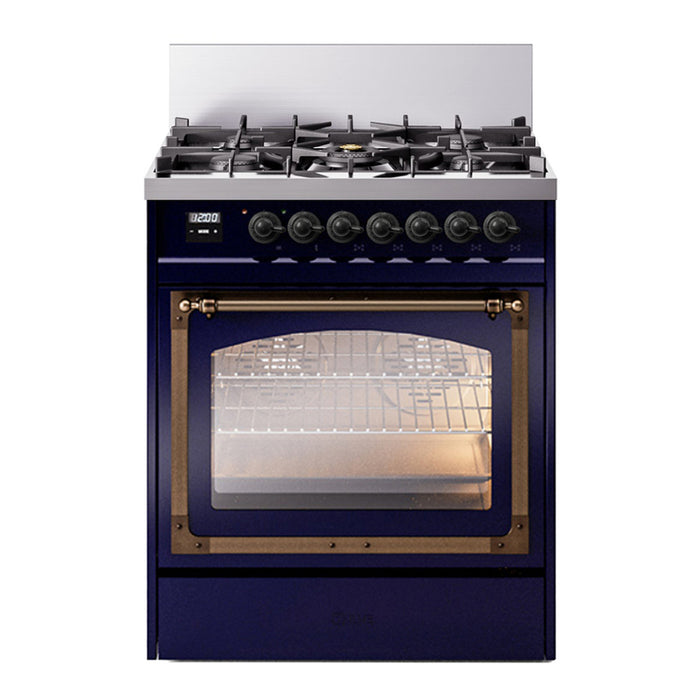 ILVE Nostalgie II Noblesse 30″ Dual Fuel Range Triple Glass Door - UN30NMP