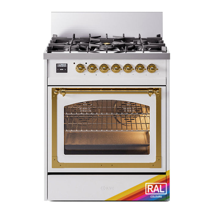 ILVE Nostalgie II Noblesse 30″ Dual Fuel Range Triple Glass Door - UN30NMP