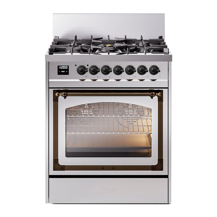 ILVE Nostalgie II Noblesse 30″ Dual Fuel Range Triple Glass Door - UN30NMP