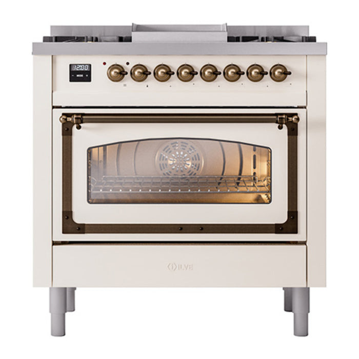ILVE Nostalgie II Noblesse 36″ Dual Fuel Range Triple Glass Door - UN36FNMP