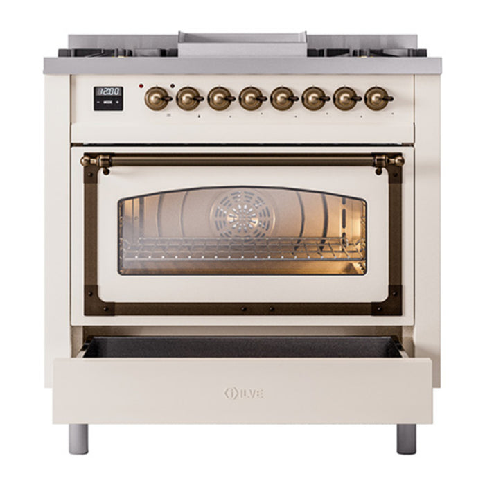 ILVE Nostalgie II Noblesse 36″ Dual Fuel Range Triple Glass Door - UN36FNMP