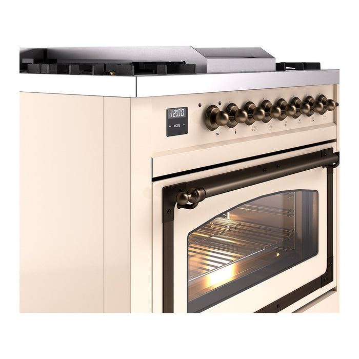 ILVE Nostalgie II Noblesse 36″ Dual Fuel Range Triple Glass Door - UN36FNMP