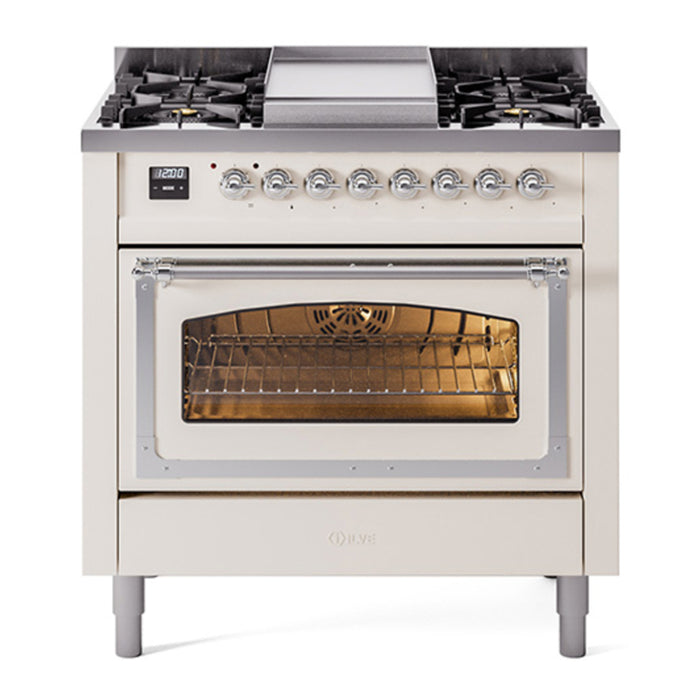 ILVE Nostalgie II Noblesse 36″ Dual Fuel Range Triple Glass Door - UN36FNMP