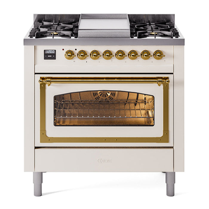 ILVE Nostalgie II Noblesse 36″ Dual Fuel Range Triple Glass Door - UN36FNMP