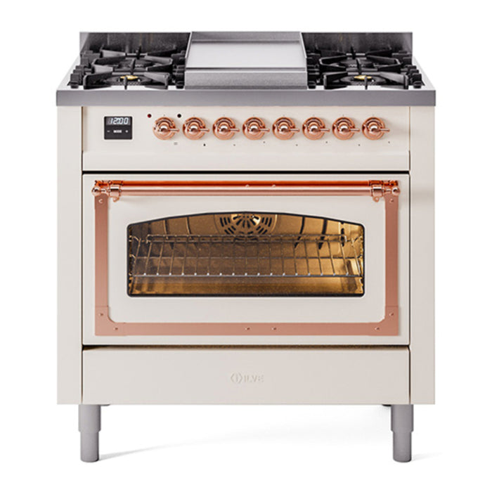 ILVE Nostalgie II Noblesse 36″ Dual Fuel Range Triple Glass Door - UN36FNMP
