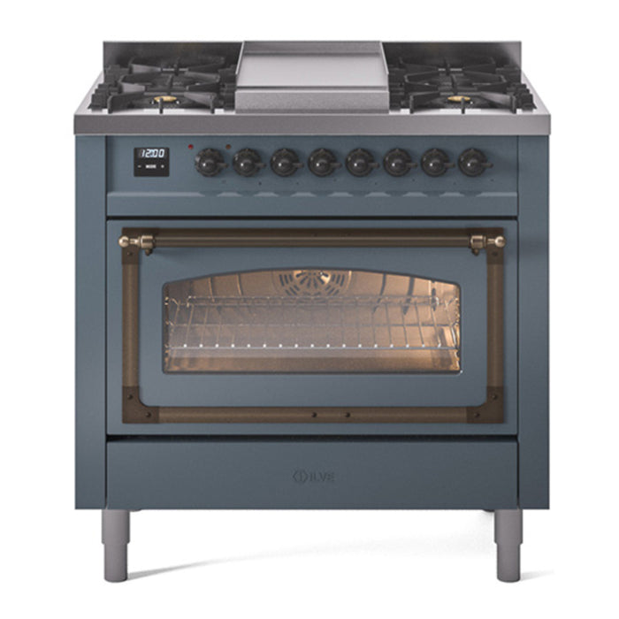 ILVE Nostalgie II Noblesse 36″ Dual Fuel Range Triple Glass Door - UN36FNMP