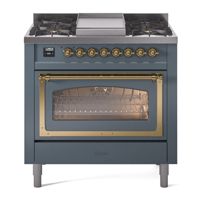ILVE Nostalgie II Noblesse 36″ Dual Fuel Range Triple Glass Door - UN36FNMP