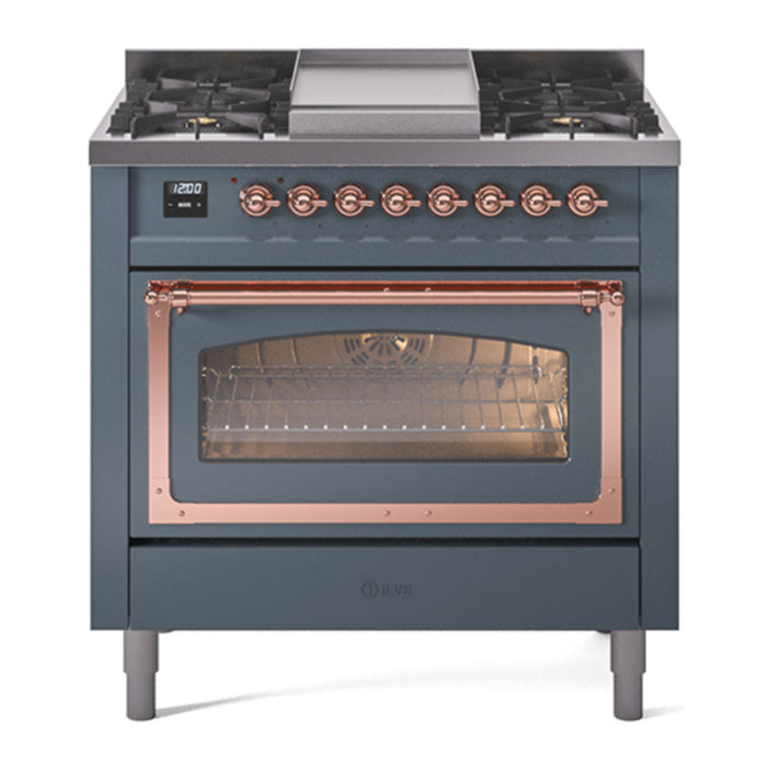 ILVE Nostalgie II Noblesse 36″ Dual Fuel Range Triple Glass Door - UN36FNMP
