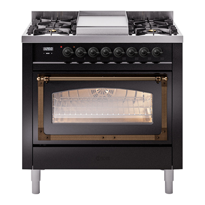 ILVE Nostalgie II Noblesse 36″ Dual Fuel Range Triple Glass Door - UN36FNMP