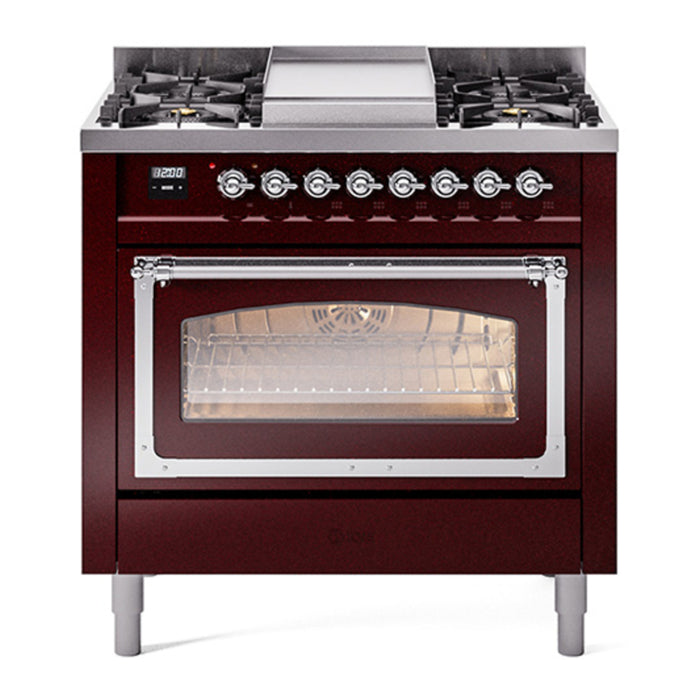 ILVE Nostalgie II Noblesse 36″ Dual Fuel Range Triple Glass Door - UN36FNMP