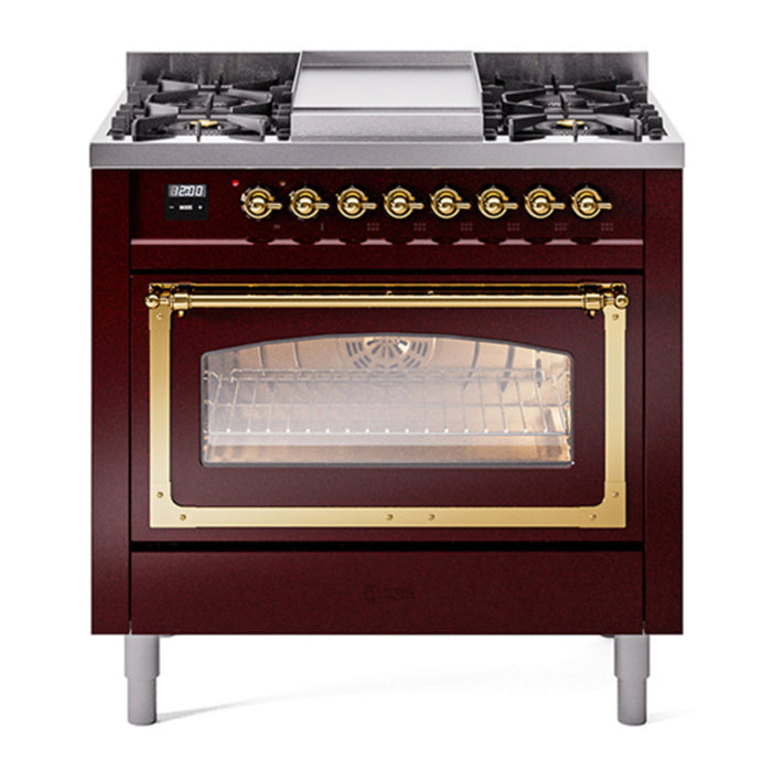 ILVE Nostalgie II Noblesse 36″ Dual Fuel Range Triple Glass Door - UN36FNMP