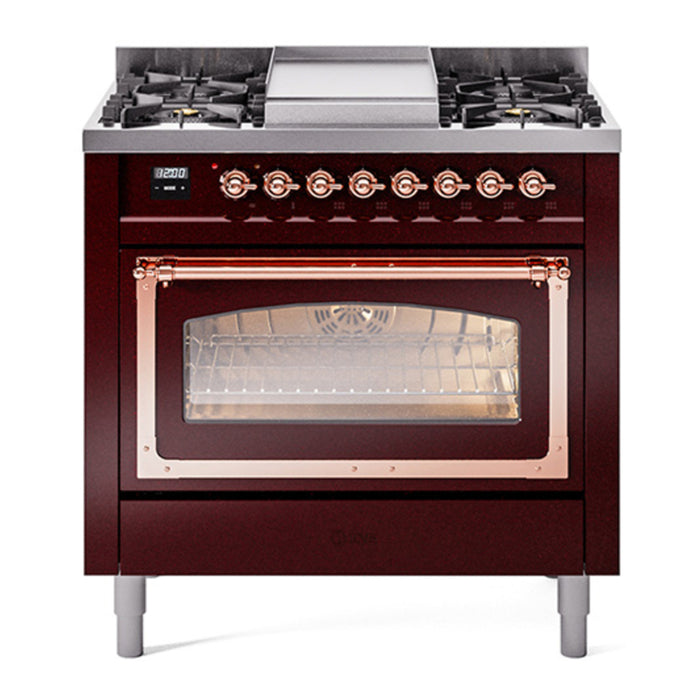 ILVE Nostalgie II Noblesse 36″ Dual Fuel Range Triple Glass Door - UN36FNMP