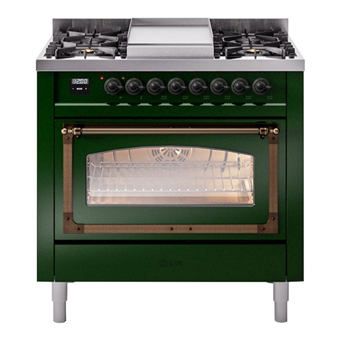 ILVE Nostalgie II Noblesse 36″ Dual Fuel Range Triple Glass Door - UN36FNMP