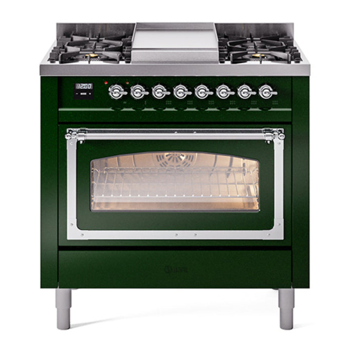 ILVE Nostalgie II Noblesse 36″ Dual Fuel Range Triple Glass Door - UN36FNMP