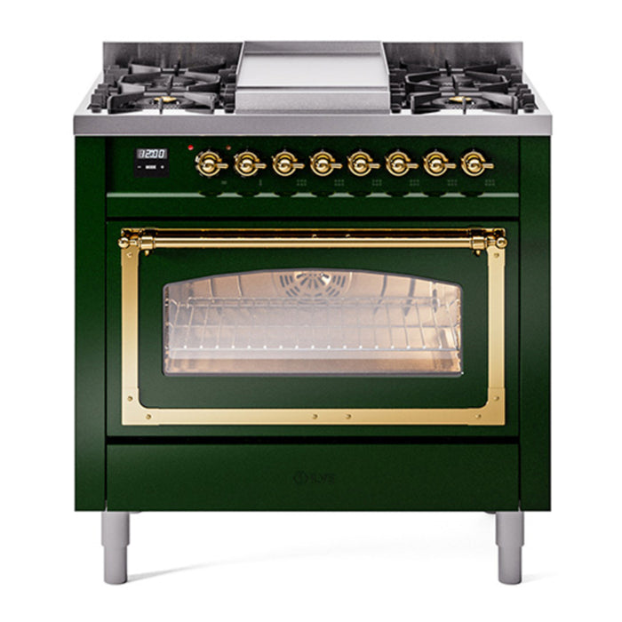 ILVE Nostalgie II Noblesse 36″ Dual Fuel Range Triple Glass Door - UN36FNMP