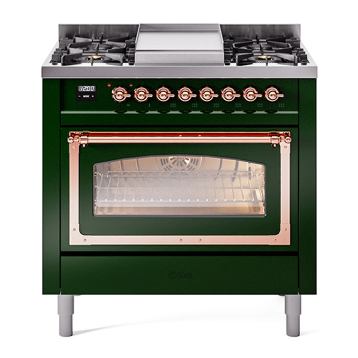ILVE Nostalgie II Noblesse 36″ Dual Fuel Range Triple Glass Door - UN36FNMP