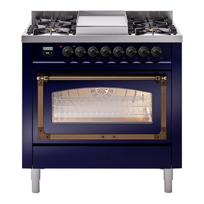 ILVE Nostalgie II Noblesse 36″ Dual Fuel Range Triple Glass Door - UN36FNMP