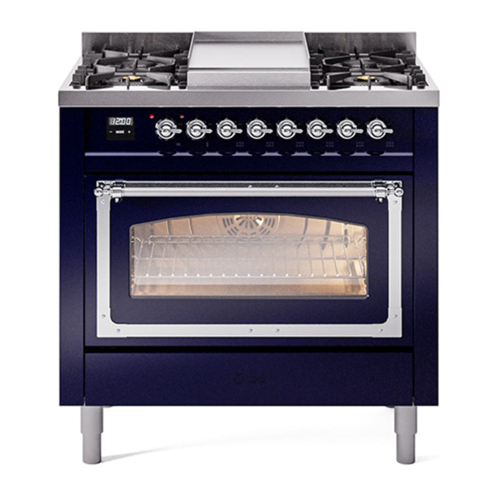 ILVE Nostalgie II Noblesse 36″ Dual Fuel Range Triple Glass Door - UN36FNMP