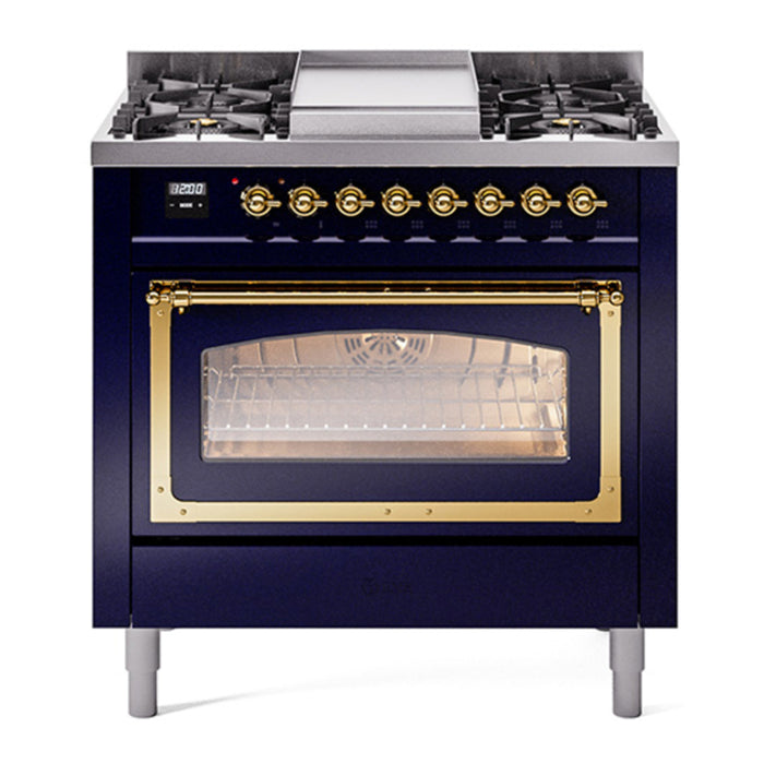 ILVE Nostalgie II Noblesse 36″ Dual Fuel Range Triple Glass Door - UN36FNMP