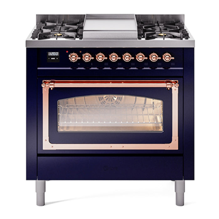 ILVE Nostalgie II Noblesse 36″ Dual Fuel Range Triple Glass Door - UN36FNMP