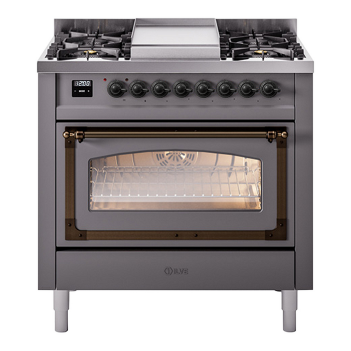 ILVE Nostalgie II Noblesse 36″ Dual Fuel Range Triple Glass Door - UN36FNMP