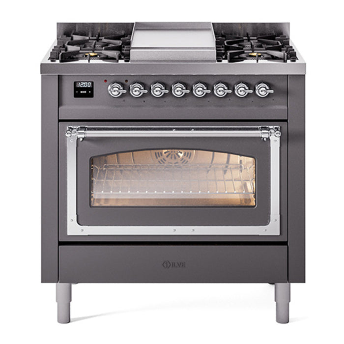 ILVE Nostalgie II Noblesse 36″ Dual Fuel Range Triple Glass Door - UN36FNMP