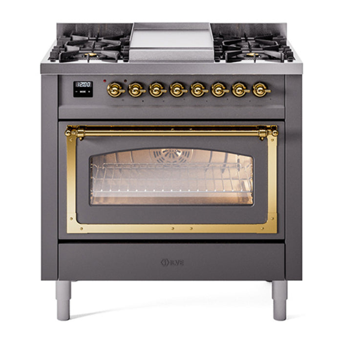 ILVE Nostalgie II Noblesse 36″ Dual Fuel Range Triple Glass Door - UN36FNMP