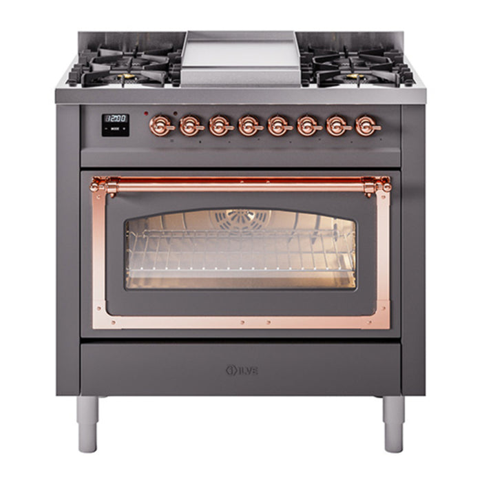 ILVE Nostalgie II Noblesse 36″ Dual Fuel Range Triple Glass Door - UN36FNMP