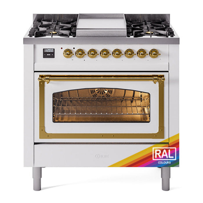 ILVE Nostalgie II Noblesse 36″ Dual Fuel Range Triple Glass Door - UN36FNMP