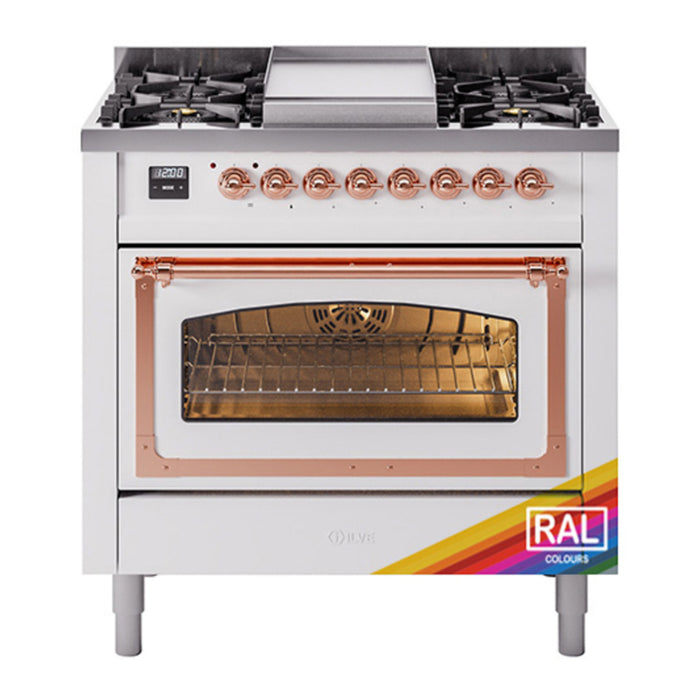 ILVE Nostalgie II Noblesse 36″ Dual Fuel Range Triple Glass Door - UN36FNMP