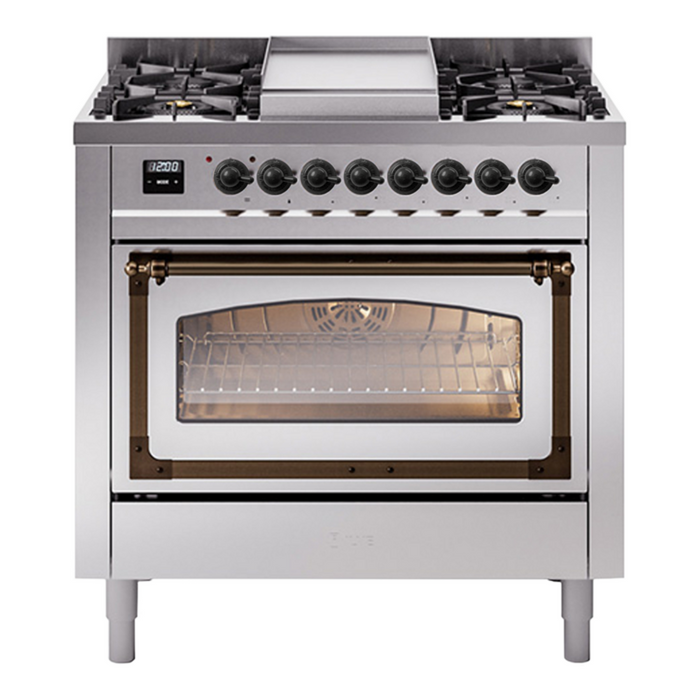 ILVE Nostalgie II Noblesse 36″ Dual Fuel Range Triple Glass Door - UN36FNMP