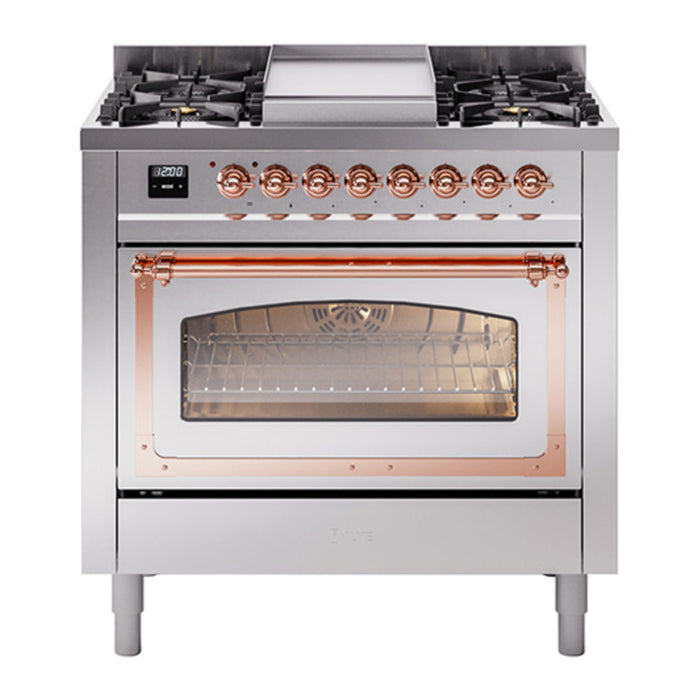 ILVE Nostalgie II Noblesse 36″ Dual Fuel Range Triple Glass Door - UN36FNMP