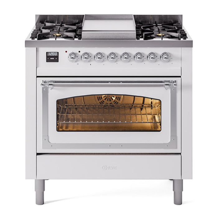 ILVE Nostalgie II Noblesse 36″ Dual Fuel Range Triple Glass Door - UN36FNMP