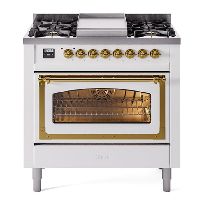 ILVE Nostalgie II Noblesse 36″ Dual Fuel Range Triple Glass Door - UN36FNMP