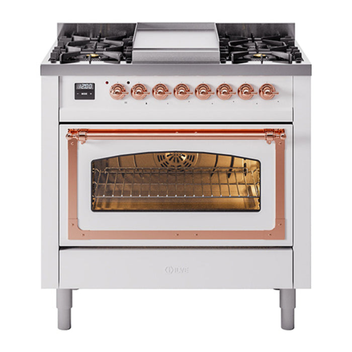 ILVE Nostalgie II Noblesse 36″ Dual Fuel Range Triple Glass Door - UN36FNMP