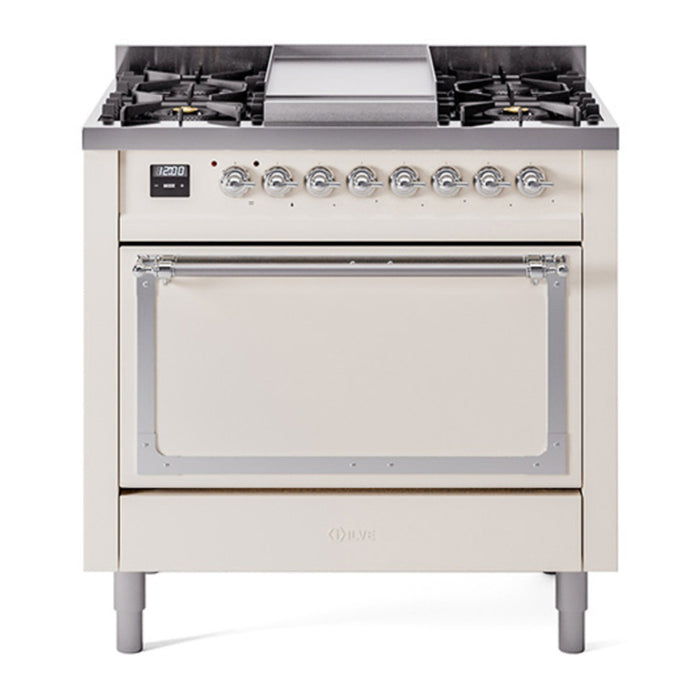 ILVE Nostalgie II Noblesse 36″ Dual Fuel Range with Solid Door - UN36FQNMP