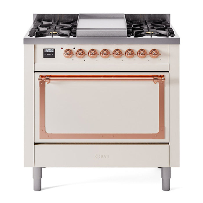 ILVE Nostalgie II Noblesse 36″ Dual Fuel Range with Solid Door - UN36FQNMP