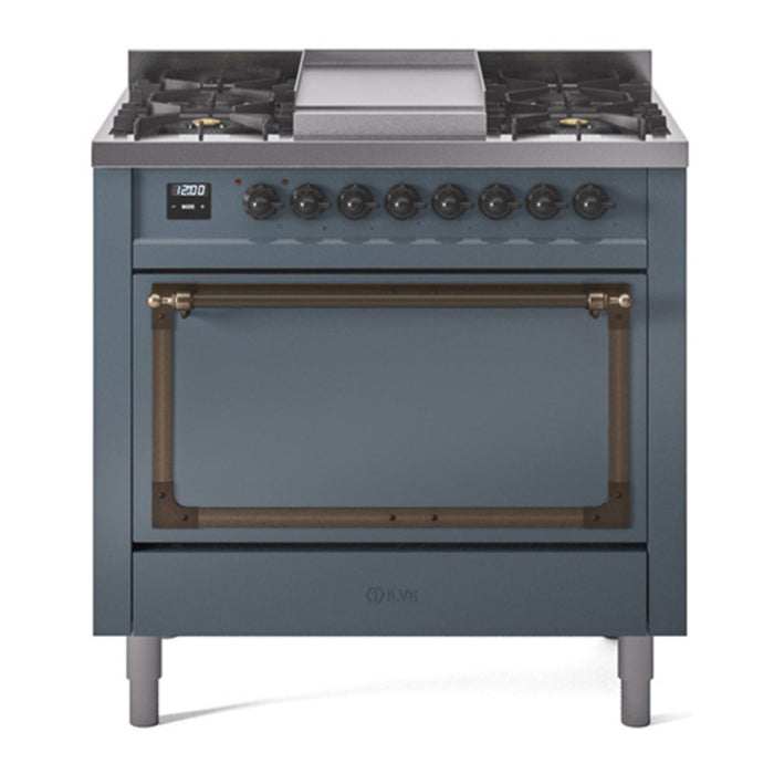 ILVE Nostalgie II Noblesse 36″ Dual Fuel Range with Solid Door - UN36FQNMP