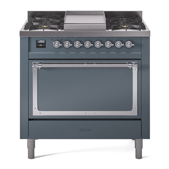ILVE Nostalgie II Noblesse 36″ Dual Fuel Range with Solid Door - UN36FQNMP