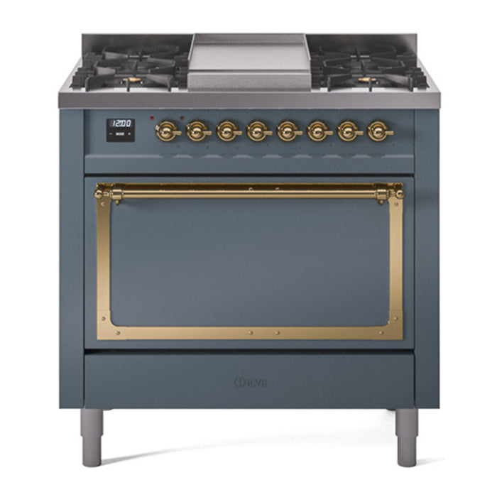 ILVE Nostalgie II Noblesse 36″ Dual Fuel Range with Solid Door - UN36FQNMP