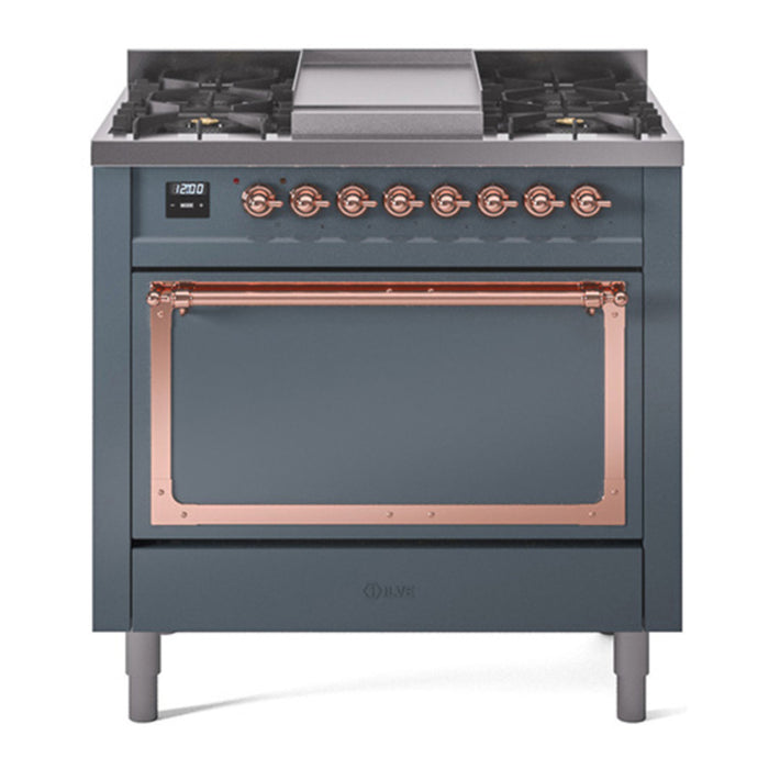 ILVE Nostalgie II Noblesse 36″ Dual Fuel Range with Solid Door - UN36FQNMP