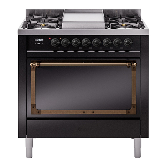 ILVE Nostalgie II Noblesse 36″ Dual Fuel Range with Solid Door - UN36FQNMP
