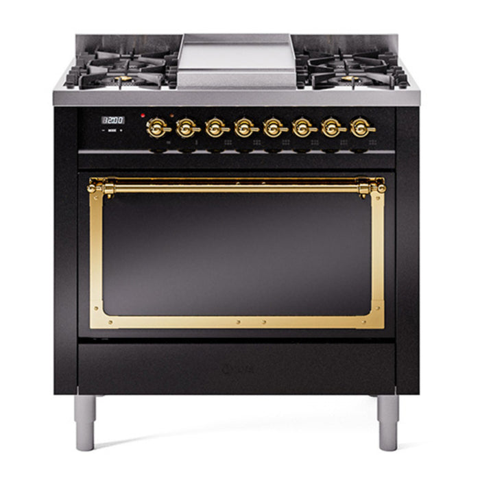 ILVE Nostalgie II Noblesse 36″ Dual Fuel Range with Solid Door - UN36FQNMP