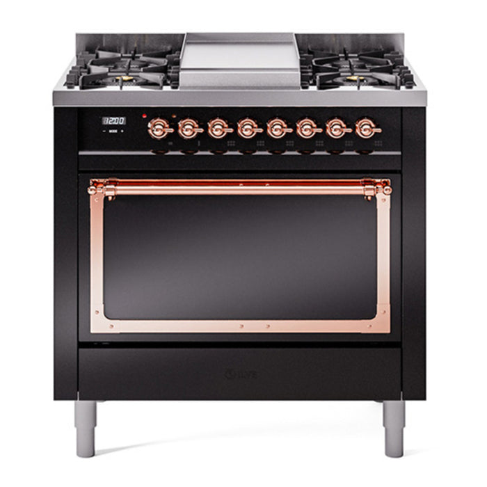 ILVE Nostalgie II Noblesse 36″ Dual Fuel Range with Solid Door - UN36FQNMP