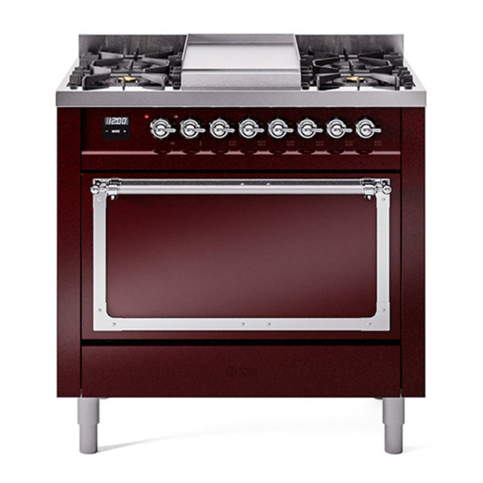 ILVE Nostalgie II Noblesse 36″ Dual Fuel Range with Solid Door - UN36FQNMP