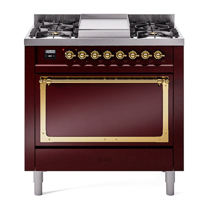 ILVE Nostalgie II Noblesse 36″ Dual Fuel Range with Solid Door - UN36FQNMP