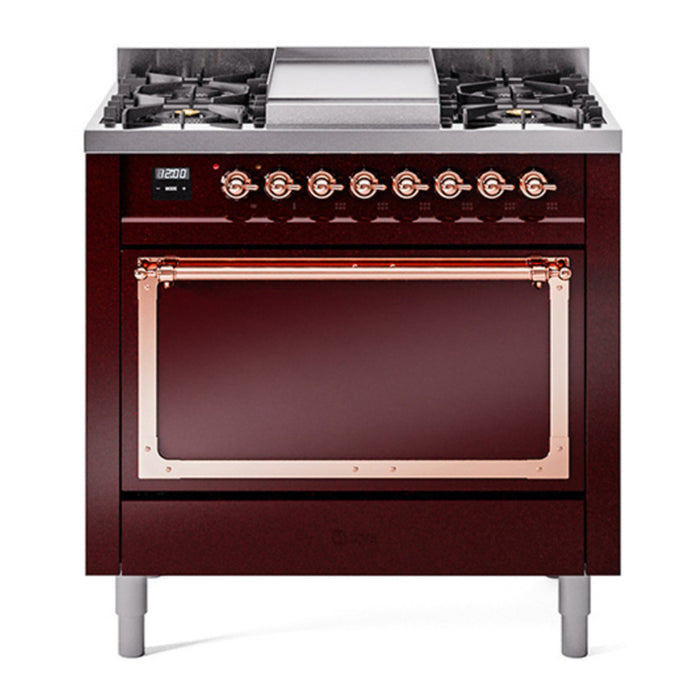 ILVE Nostalgie II Noblesse 36″ Dual Fuel Range with Solid Door - UN36FQNMP